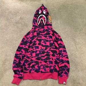 Mens Pink Camo Shark Hoodie